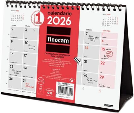Organiza Tu Año con Finocam – Calendario de Sobremesa para Enero-Diciembre 2026 | Mejora Tu Productividad