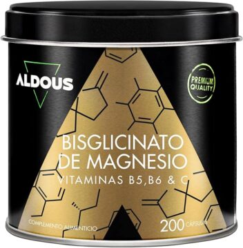 Magnesio Bisglicinato – 200 Cápsulas – Vitamina C, B6, B5 – Bisglicinato de Magnesio Alta Biodisponibilidad – Vitaminas para el Cansancio – Huesos, Articulaciones, Músculos – Glicinato – ALDOUS