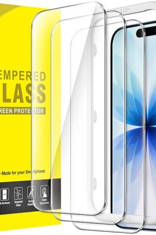 JETech Protector Pantalla para iPhone 17 6,3 Pulgadas, Cristal Vidrio Templado con Marco de Instalación Fácil, 9H Dureza, Amigable para Funda, 3 Unidades