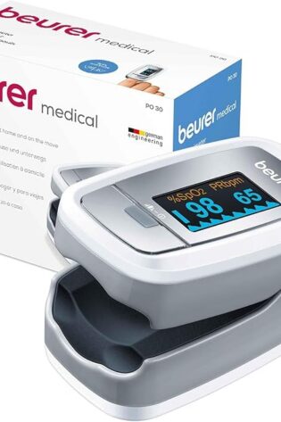Beurer PO 30 pulsioxímetro, medición de la saturación de oxígeno (SpO₂) y de la frecuencia cardíaca, oxímetro de dedo con pantalla en color, aplicación indolora en el dedo, 6,1 x 3,6 x 3,2 cm, blanco