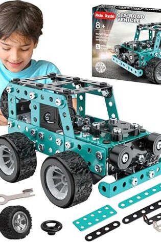 Kit de ingeniería de metal 3D para construir, juego STEM de 194 piezas para edades de 8 a 16 años, desarrolla habilidades lógicas, proyecto de bricolaje, regalo ideal para niños (azul)
