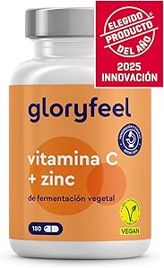 Vitamina C 1000mg + Zinc 20mg - 180 Cápsulas - Apoya el Sistema Inmunológico y