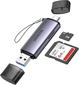 UGREEN 2 en 1 Lector Tarjetas SD USB C USB 3.0 Adaptador Tarjeta de Memoria SD y Micro SD Card Reader Tipo C Compatible con iPhone 17 Pro MAX Air MacBook Pro Air iPad Pro Galaxy S25 S24