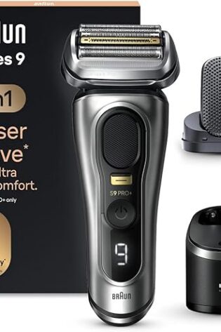 Braun Series 9 Pro+ Afeitadora Eléctrica Hombre, Máquina de Afeitar Barba, Cabezal ProComfort, 9597cc, Plata, El embalaje puede variar