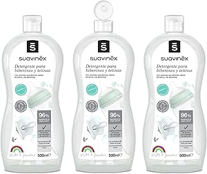 Suavinex, Detergente para Biberones y Tetinas. Pack de 3. Limpia biberones,