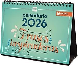 Finocam - Calendario de sobremesa 2026 Mes Vista Enero - Diciembre 2026 + Sep.- Dic. 2025 (4 meses) reducidos | Calendario 2026 | Imágenes Frases inspiradoras - Español
