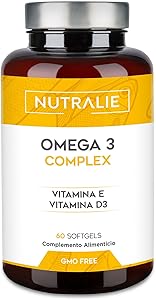 Omega 3 Cápsulas 2000mg - EPA y DHA 1257mg - Vit D y E - Aceite de Pescado - 60