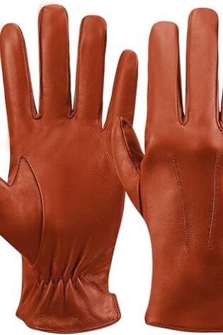Guantes de invierno de cuero para hombre Guantes de montar de piel de oveja suave con forro de cachemira cálida