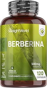 Berberina 500mg, 120 Cápsulas, 95% de Alcoides, Para 4 Meses de Suministro -