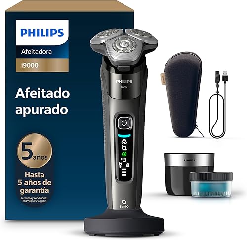 Philips i9000, Afeitadora Eléctrica Hombre, Máquina de Afeitar Barba en Seco y Mojado, Tecnología SkinIQ, Base de Carga, Recargable, Estuche de Viaje, Centro de limpieza, X9002/30 1 Philips i9000, Afeitadora Eléctrica Hombre, Máquina de Afeitar Barba en Seco y Mojado, Tecnología SkinIQ, Base de Carga, Recargable, Estuche de Viaje, Centro de limpieza, X9002/30