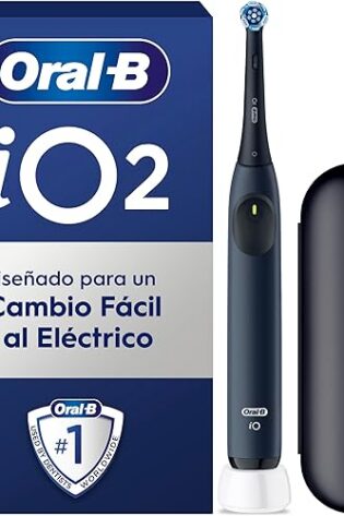 Oral-B iO 2 Cepillo de Dientes Eléctrico Azul Mar, 1 Cabezal, 1 Estuche De Viaje, 3 Modos De Cepillado, Sensor De Presión y Temporizador, Diseñado por Braun, Edición Limitada