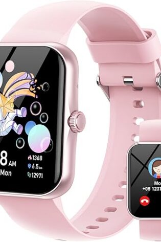 Reloj Inteligente Niños Niñas, 1,8" HD Smartwatch para Niño y Niña con Podómetro,100+ Modos Deporte, Monitor de Sueño, Despertador Pulsera Actividad para Adolescentes 5 a 16 Años Regalo, Rosa