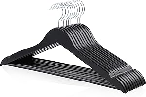 Amazon Basics Perchas de madera para prendas de traje, 10 unidades, Negro