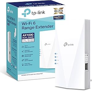 TP-Link RE500X - WiFi 6 Repetidor, AX1500 WiFi, Puerto Ethernet Gigabit 10/100/1000 Mbos, Compatible con Todos los Routers, Negro, AX1500