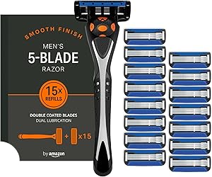 by Amazon Maquinilla de afeitar para hombre de 5 hojas con 15 recambios