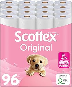 Scottex Original Papel higiénico, 96 rollos, 6 packs de 16 rollos dos capas que