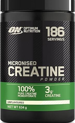 Optimum Nutrition Creatina Micronizada en Polvo, Sin Sabor, 634g, 186 Servicios