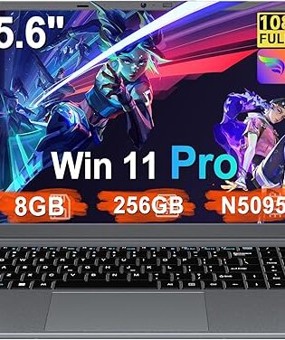 Ordenador Portátil 15,6 Pulgadas Celeron N5095 2,9 GHz Win11 Pro 8GB 256GB SSD Expansión 1TB 5G WiFi 1920x1080 FHD BT4.2 HDMl USB 3.0 Portatil con Ratón Inalámbrico y Teclado Español Membrana - Gris
