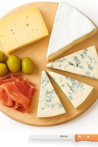 Tabla De Cortar De Madera De Abedul Redonda De 23 Cm + Cuchillo Multiusos, Tabla De Cocina Profesional Para Cortar Servir Desayunos O Decorar, Ideal Como Tabla Para Quesos Y Aperitivos