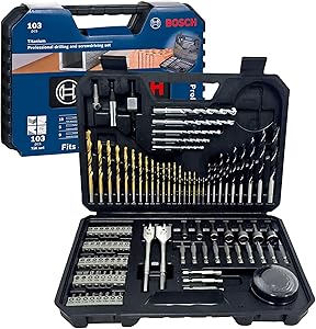 Bosch Juego de 103 piezas mixtas de brocas y puntas de atornillar de titanio
