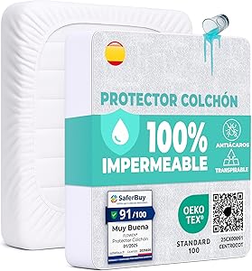 Protector Colchón 90 x 190 cm Funda Colchón Impermeable Sábana Bajera