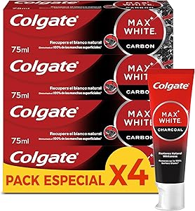 Colgate Max White Carbón Activo Pasta de dientes Blanqueadora Pack 12 x 75ml