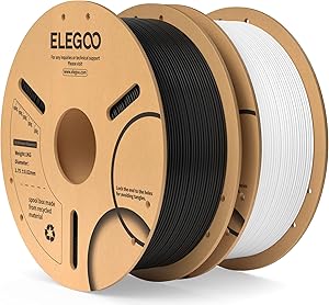 ELEGOO Filamento PLA 1.75 2KG Negro y Blanco, Filamento para Impresora 3D,