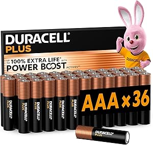 DURACELL Plus Pilas AAA Paquete de 36 Pilas alcalinas 1,5 V–Hasta un 150% de
