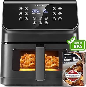 Cosori Freidora de Aire Práctica 6,2L con Ventana Air Fryer 1700W, Tecnología