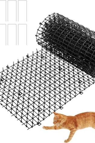Alfombrilla antigatos con Pinchos, 30x200cm, Alfombrilla de plástico con Pinchos, Alfombrilla antigatos con Pinchos, Red disuasoria para Mascotas con 10 Pinchos en Forma de U para jardín