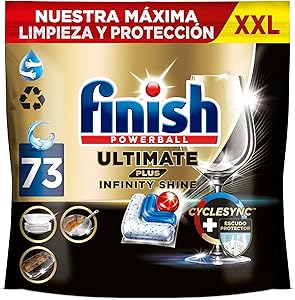 Finish Ultimate Plus Infinity Shine, Pastillas para el Lavavajillas, limpieza y