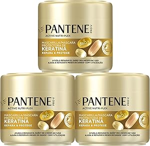 Pantene Pro-V Repara Y Protege Mascarilla Protectora De Keratina 3X300ml Para Pelo Seco Y Dañado. Ayuda A Reparar 6 Meses De Daños En Un Solo Uso