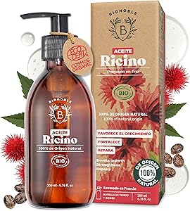 BIONOBLE Aceite de Ricino Organico, Prensado en Frío, Sin Hexano - Pestañas,