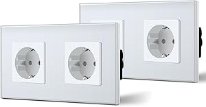 BSEED Enchufe de Pared con Cristal,Enchufes Dobles Empotrados,Toma de