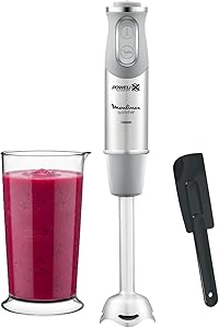 Moulinex Quickchef, Batidora de mano + Espátula, Pie metálico, 1000 W, 10