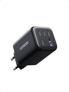 UGREEN 45W Cargador USB C Carga Rapida para iPhone 5 Puertos GAN Enchufe de