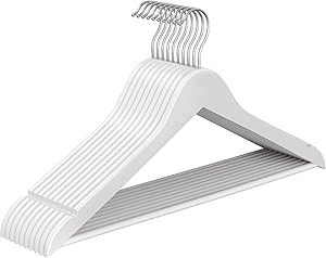 SONGMICS Percha de Madera, Juego de 10, Delgada, Muescas en Hombros, Percha