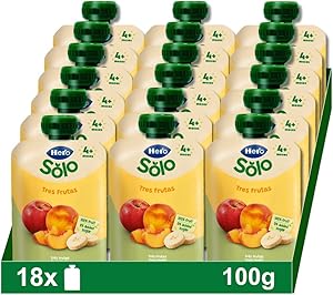 Hero Baby - Bolsita de 3 Frutas con Melocotón, Manzana y Plátano, Sin