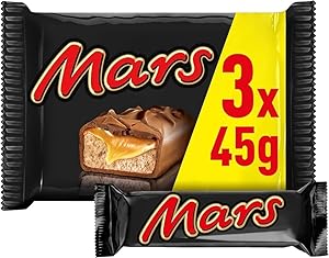 Mars, Barrita de Chocolate con Leche, Crema de Turrón y Caramelo, Pack de 3,