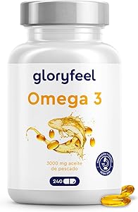 Omega 3 Cápsulas Alta Dosis - 3000mg de aceite de pescado - 240 cápsulas con