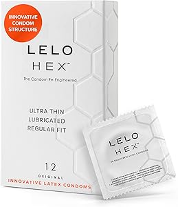 LELO HEX Preservativos Finos Ligeramente Lubricados para Hombre, Pack de 12