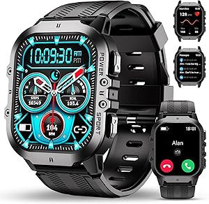 OUKITEL Reloj Inteligente Hombre Militar con Llamadas Bluetooth, GPS Smartwatch