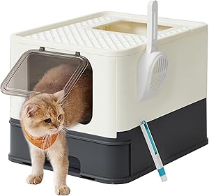 Feandrea Arenero para Gatos, Caja Arena con Bandeja Extraíble, Pala, Cepillo,