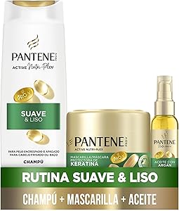 Pantene Pro-V Suave Y Liso Champú 325ml, Mascarilla 300ml, Aceite 100ml Para