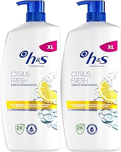 H&S Citrus Fresh Champú Anticaspa Para Pelo Graso 2X800ml, Con Dispensador.