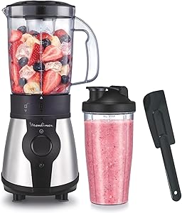 Moulinex Blend & Go, Batidora de vaso, Espátula, 1,3 L, 300 W, Compacta,