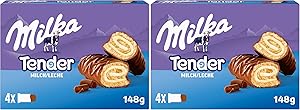 Milka Tender Barritas de Bizcocho, Relleno con Leche y Cubierto de Chocolate