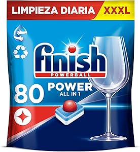 Finish Powerball Power All in 1 Pastillas para el lavavajillas, 80 pastillas
