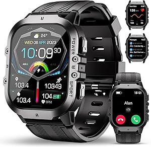 OUKITEL Smartwatch Hombre Militar con Llamadas Bluetooth, GPS Reloj Inteligente
