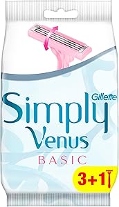 Venus Gillette Simply 3 Maquinillas de Afeitar Desechables Mujer, Paquete de 4